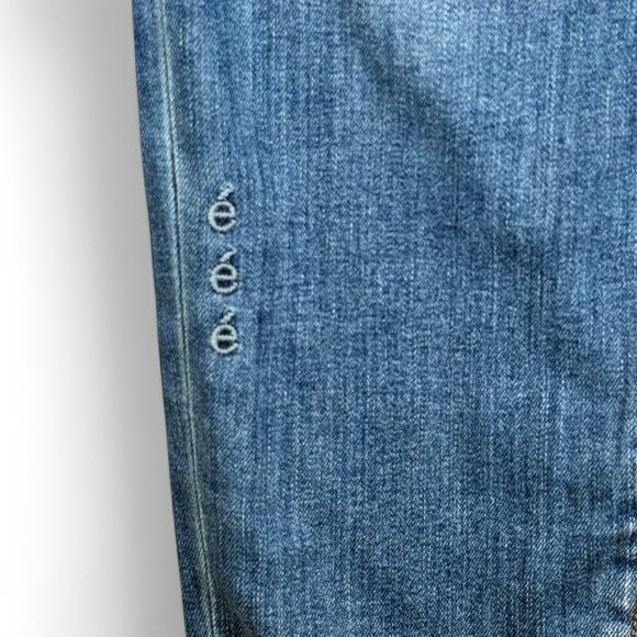 Ética Lily Ankle Jeans Size 29 Blue Distressed Paint Splatter Stretch Denim - Picture 4 of 11